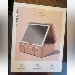Vanity Planet Travel Makeup Case Baia Hard Shell Storage Organizer LED Mirror